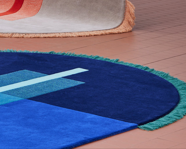 Overlay Rugs | Pill Blue | Fringed Geometric Rug | Danielah Martinez | DesignByThem | Gallery