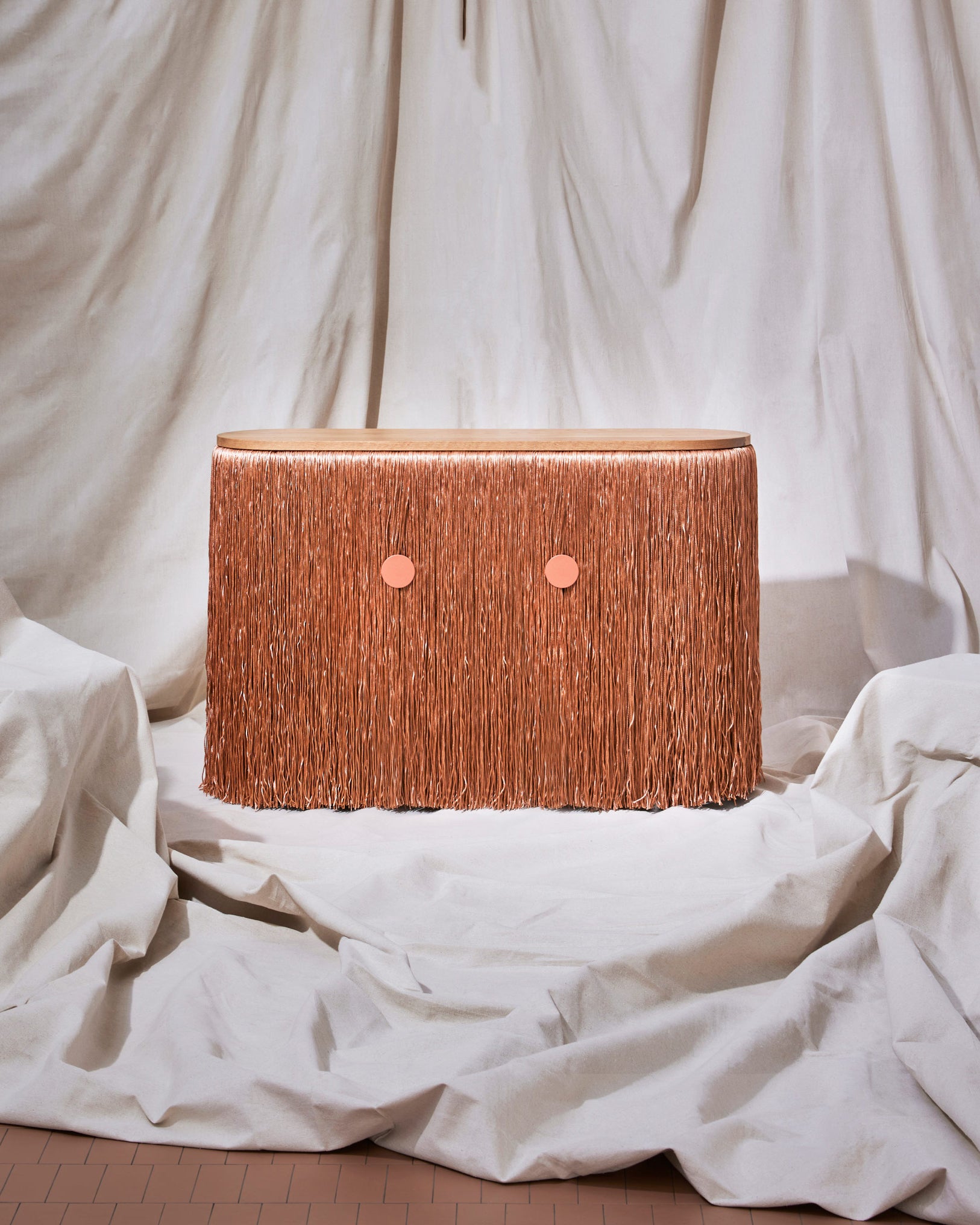 Oak Copper Weaver Cabinet | Fringed Credenza | Elliat Rich | DesignByThem 