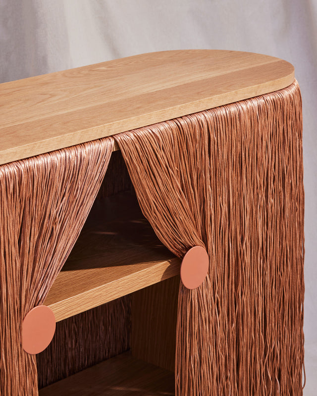 Oak Copper Weaver Cabinet | Fringed Credenza | Elliat Rich | DesignByThem