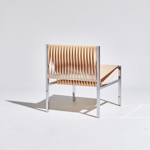 DL Lounge Chair by Dion Lee, Sarah Gibson & Nicholas Karlovasitis | Saddle Leather & Chrome | DesignByThem