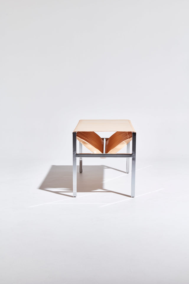DL Bench by Dion Lee, Sarah Gibson & Nicholas Karlovasitis | Saddle Leather & Chrome | DesignByThem