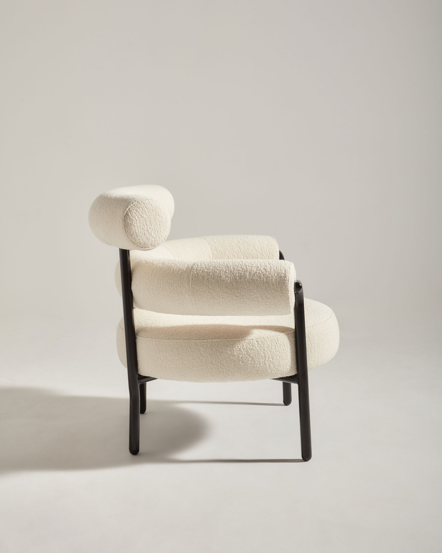 Olio Armchair by Christina Bricknell and Gibson Karlo | Round Upholstered Chair Steel Frame | DesignByThem ** HF6 Maharam Hearth - 001 Wedding