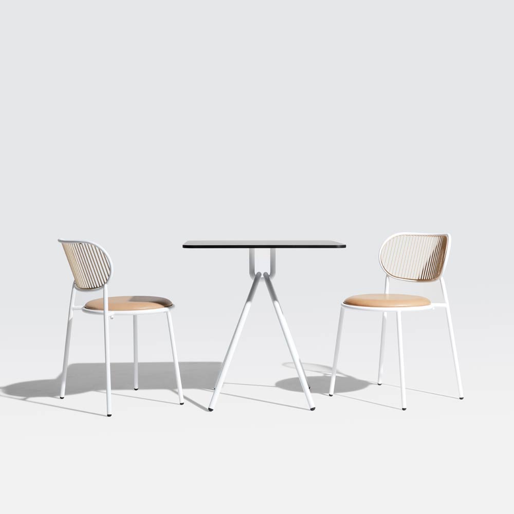 Piper Dining Chair Upholstered | Fabric or Leather Seat Stackable | Designed by GibsonKarlo | DesignByThem ** HF2 Maharam Lariat - 042 Saddle | Gallery