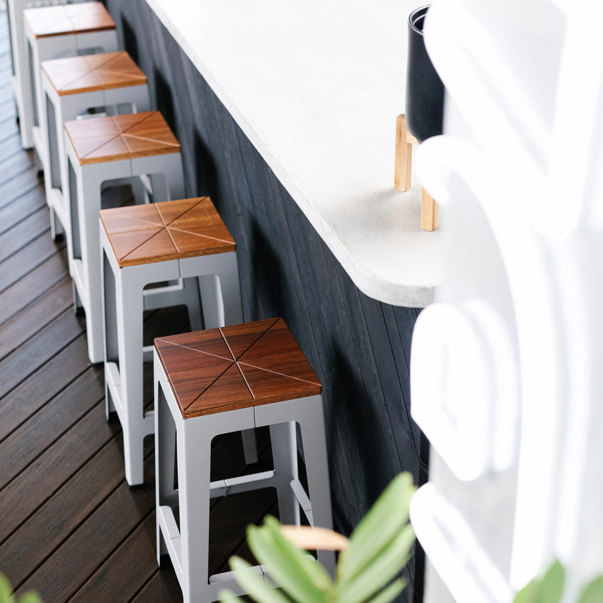 Timber Tuck Bar Stool at Bridgeway Hotel by Helm Creative | DesignByThem | Gallery
