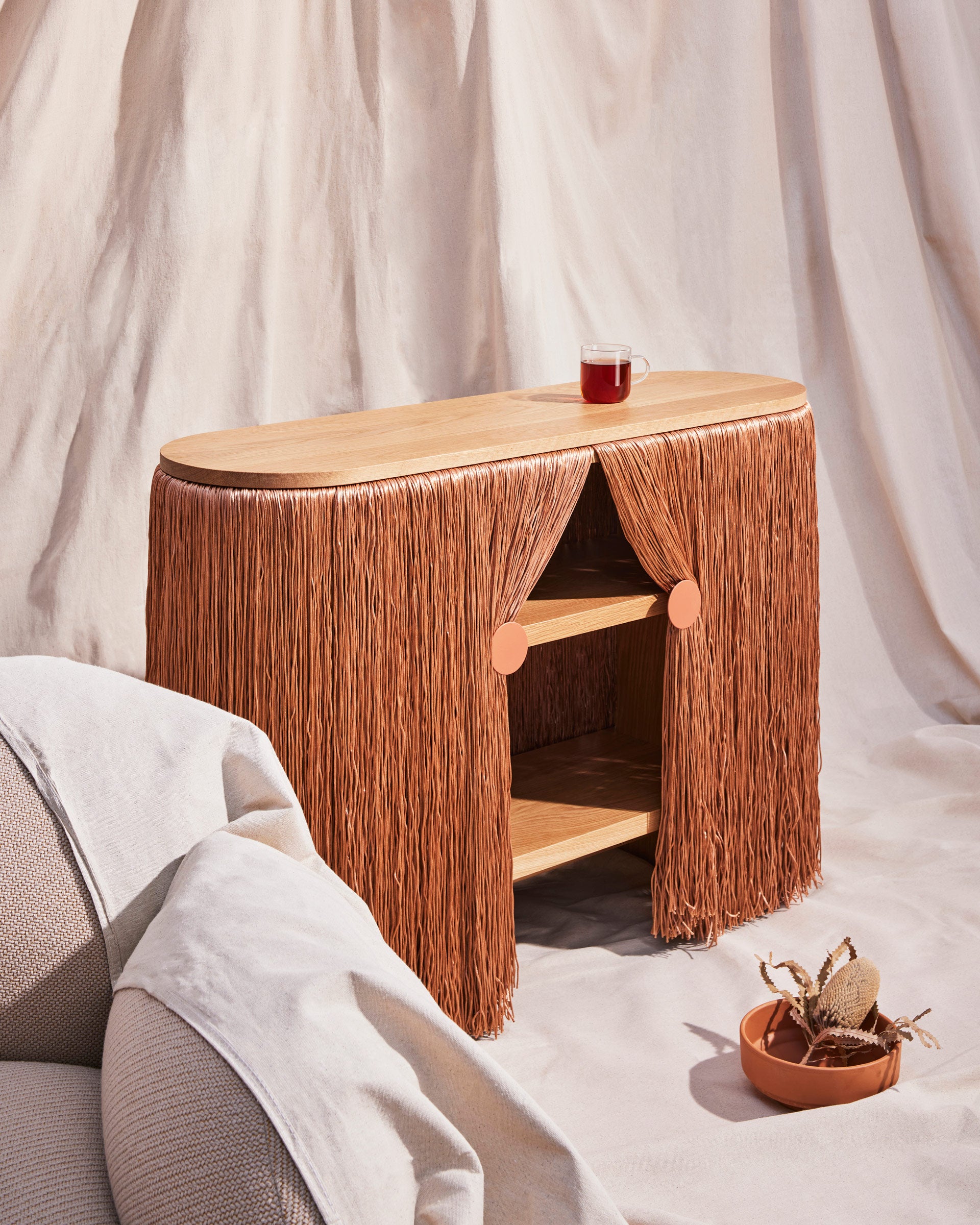 Copper Weaver Cabinet | Fringed Credenza | Oak Copper | Elliat Rich | DesignByThem 