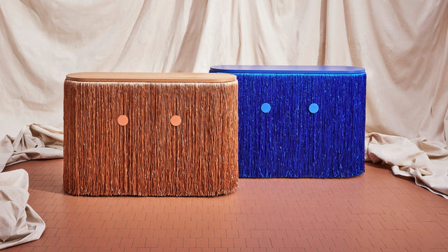 Weaver Cabinet | Fringed Credenza | Oak Copper & Ultra Blue | Elliat Rich | Design By Them