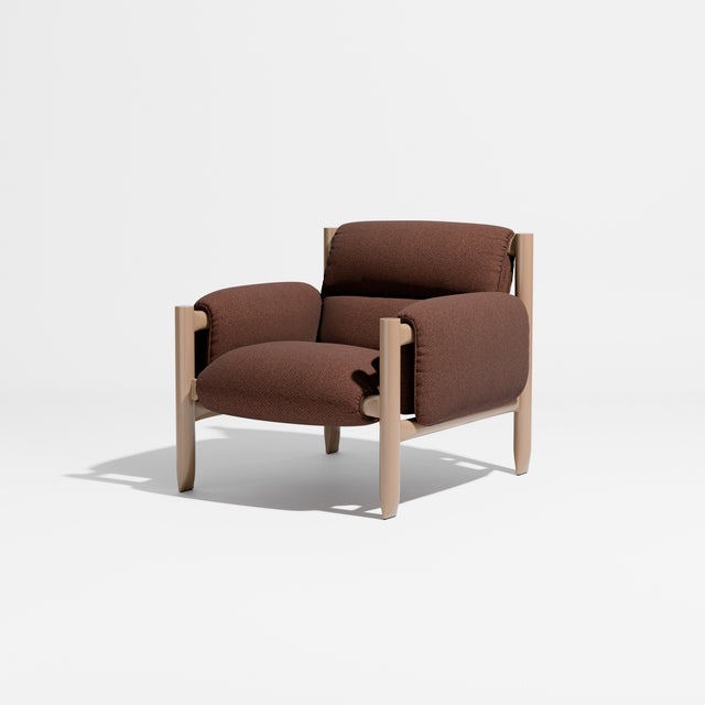 Cattle Armchair | Upholstered Armchair | Lounge Chair | Gibson Karlo | Design By Them | Camel Frame | Maharam Facet 005