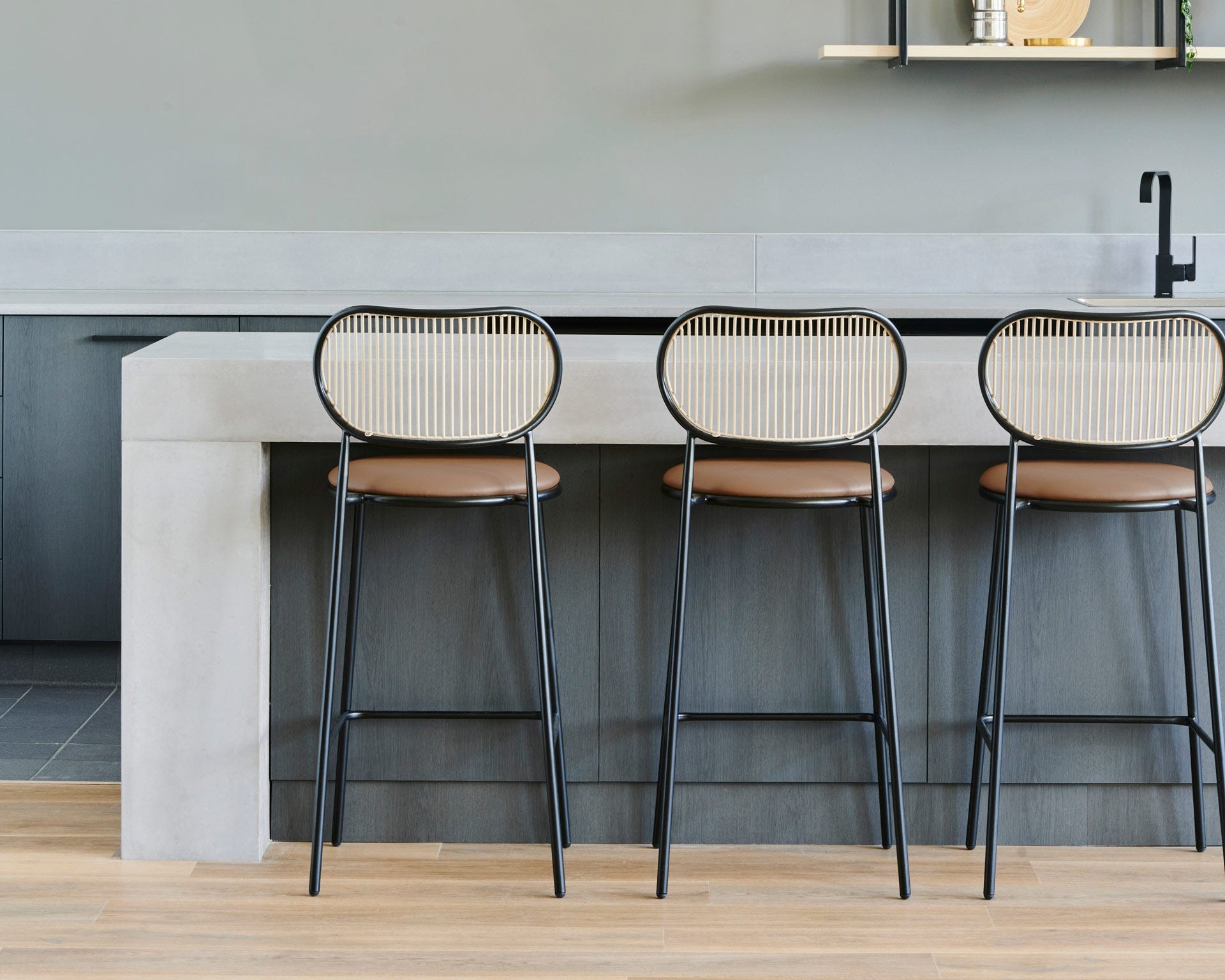 Piper Bar Chair Black/Beige with Leather Seat Pad | The Henry Retirement Village Canberra | Design By Them
