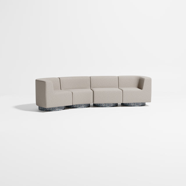 Confetti Modular Lounge - 4 Seater Angle Left | Recycled Plastic Base | Gibson Karlo | Design By Them ** Maharam Merit 0028