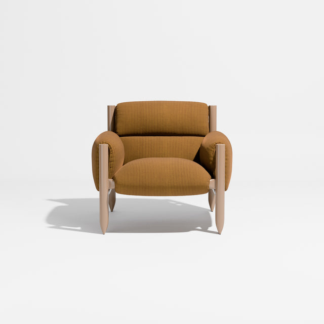 Cattle Armchair | Upholstered Armchair | Lounge Chair | Gibson Karlo | Design By Them | Camel Frame | Kvadrat Phlox 0443