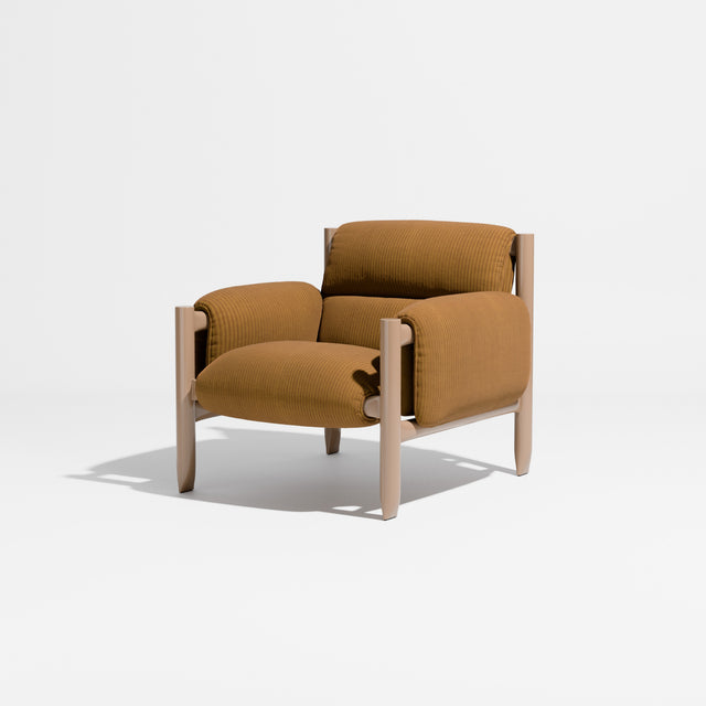 Cattle Armchair | Upholstered Armchair | Lounge Chair | Gibson Karlo | Design By Them | Camel Frame | Kvadrat Phlox 0443