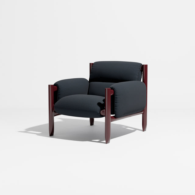 Cattle Armchair| Upholstered Armchair | Lounge Chair | Gibson Karlo | Design By Them | Burgundy Frame | Kvadrat Autumn 0791