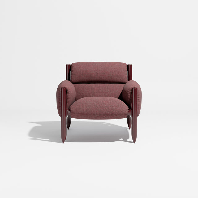 Cattle Armchair | Upholstered Armchair | Lounge Chair | Gibson Karlo | Design By Them | Burgundy Frame | Kvadrat Technicolour 0650