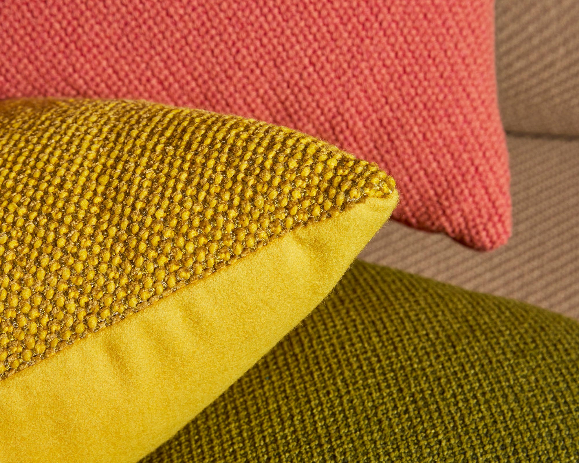 Flip Cushion | Accessories | Double-Sided Upholstery | Olive, Pink and Yellow | Gibson Karlo | Design By Them