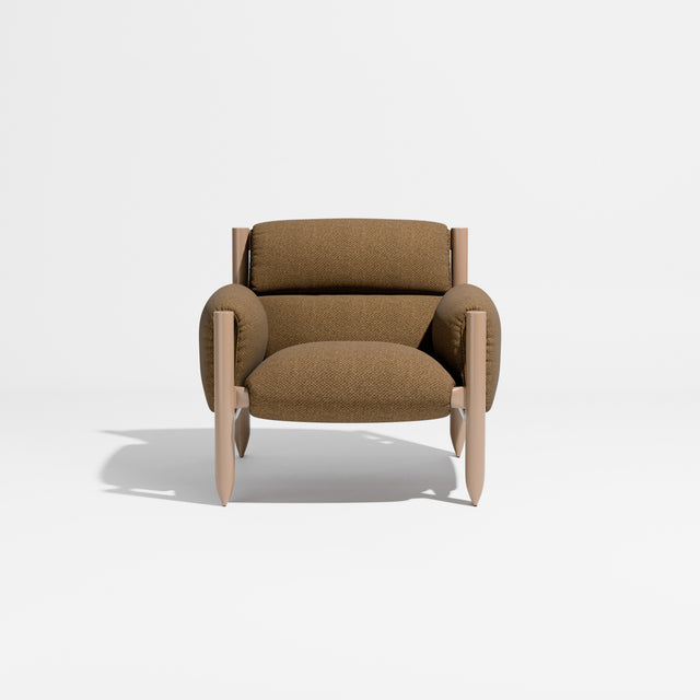 Cattle Armchair | Upholstered Armchair | Lounge Chair | Gibson Karlo | Design By Them | Camel Frame | Maharam Facet 011