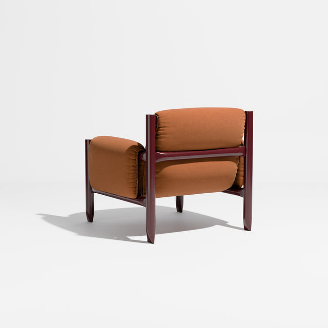 Cattle Armchair | Upholstered Armchair | Lounge Chair | Gibson Karlo | Design By Them | Burgundy Frame | Maharam Tempo 022