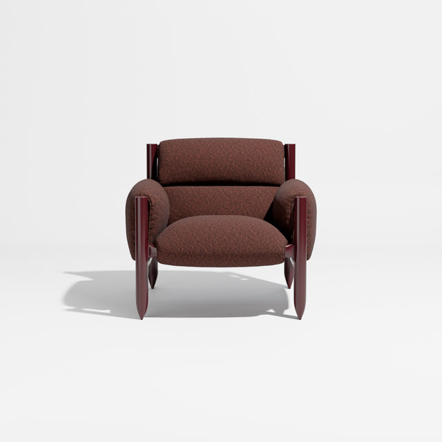 Cattle Armchair | Upholstered Armchair | Lounge Chair | Gibson Karlo | Design By Them | Burgundy Frame | Kvadrat Regos 0681