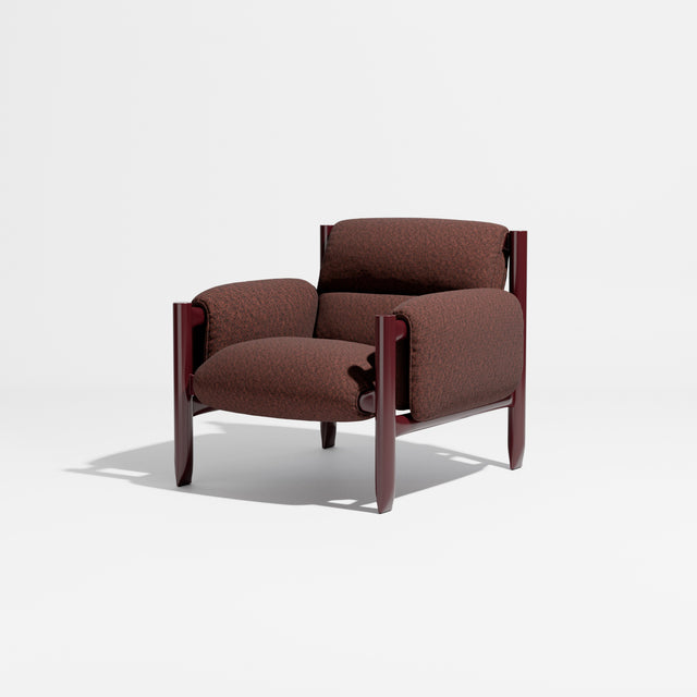 Cattle Armchair | Upholstered Armchair | Lounge Chair | Gibson Karlo | Design By Them | Burgundy Frame | Kvadrat Regos 0681