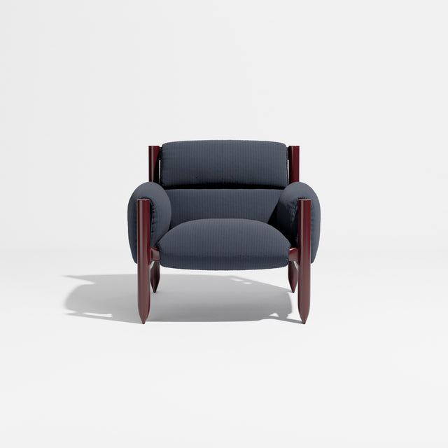 Cattle Armchair | Upholstered Armchair | Lounge Chair | Gibson Karlo | Design By Them | Burgundy Frame | Kvadrat Phlox 0783