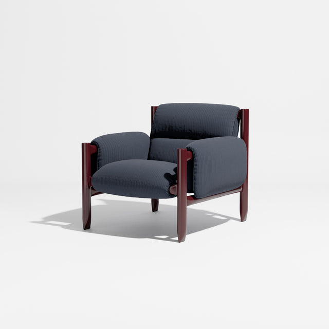 Cattle Armchair | Upholstered Armchair | Lounge Chair | Gibson Karlo | Design By Them | Burgundy Frame | Kvadrat Phlox 0783