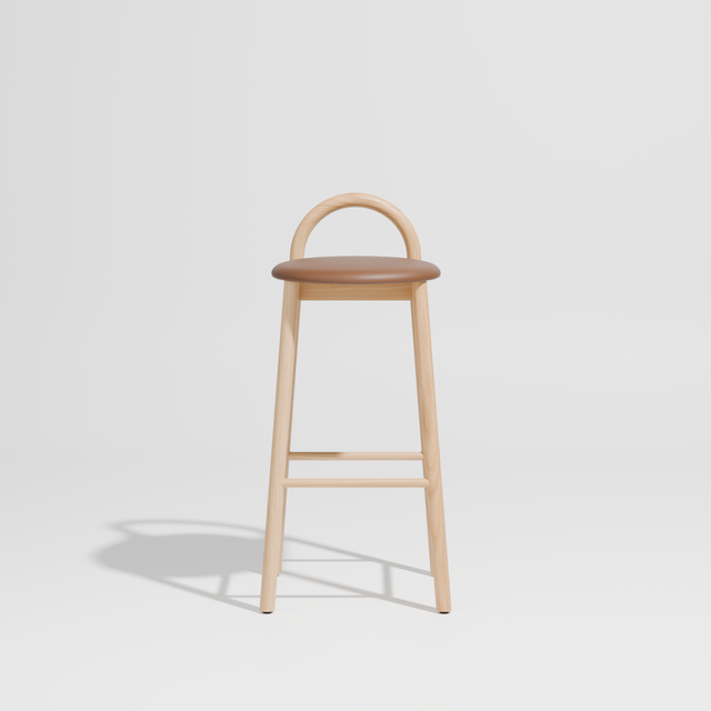 Bobby Bar Stool - Timber Upholstered with Seat Pad | DesignByThem ** Knoll Prairie 027 / Ash