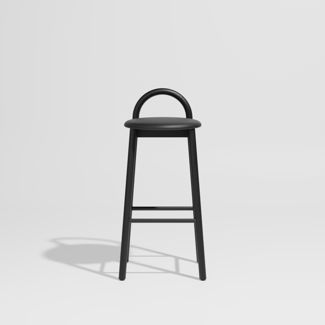 Bobby Bar Stool - Timber Upholstered with Seat Pad | DesignByThem ** Knoll Prairie 018 / Black Ash