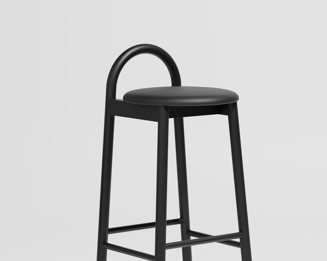 Bobby Bar Stool - Timber Upholstered with Seat Pad | Design By Them | Knoll Prairie 018 / Black Ash