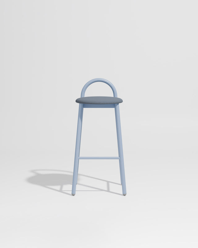 Bobby Bar Stool Metal Upholstered | Daniel Tucker | DesignByThem ** Maharam Merit 012 / Chalk Blue