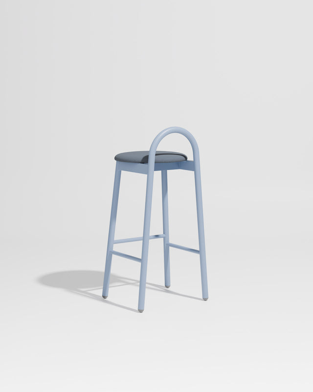 Bobby Bar Stool Metal Upholstered | Daniel Tucker | DesignByThem ** Maharam Merit 012 / Chalk Blue