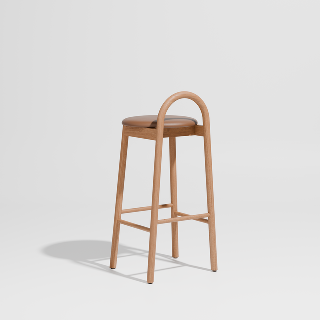 Bobby Bar Stool - Timber Upholstered with Seat Pad | DesignByThem ** Knoll Prairie 027 / Oak