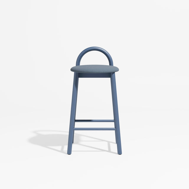Bobby Timber Bar Counter Stool with Seat Pad | Design By Them ** Maharam Merit 012 / Steel Blue Ash