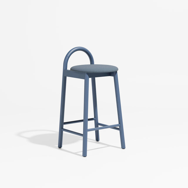 Bobby Timber Bar Counter Stool with Seat Pad | Design By Them ** Maharam Merit 012 / Steel Blue Ash