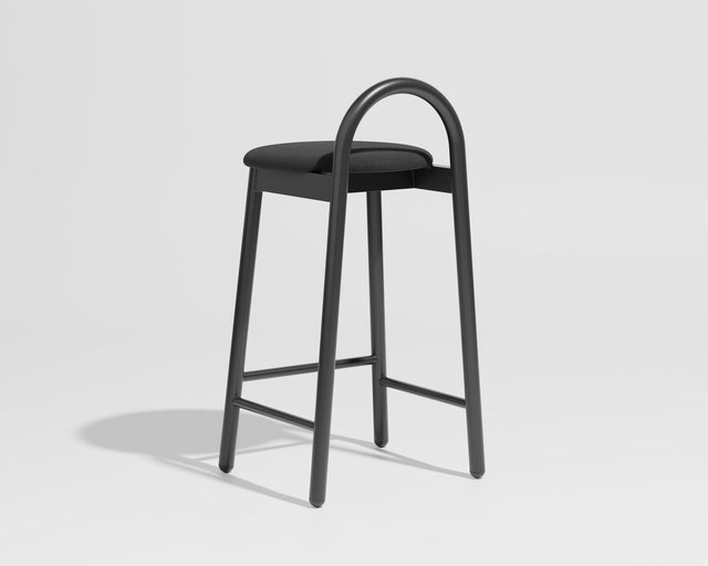 Bobby Counter Stool Metal Upholstered | Bar and Counter Stools | Daniel Tucker | Maharam Merit 004 / Black | Design By Them