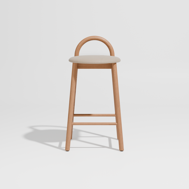 Bobby Timber Bar Counter Stool with Seat Pad | DesignByThem ** Maharam Merit 030 / Oak