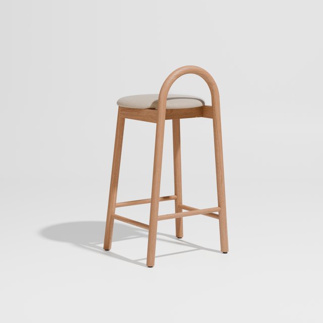 Bobby Timber Bar Counter Stool with Seat Pad | DesignByThem ** Maharam Merit 030 / Oak
