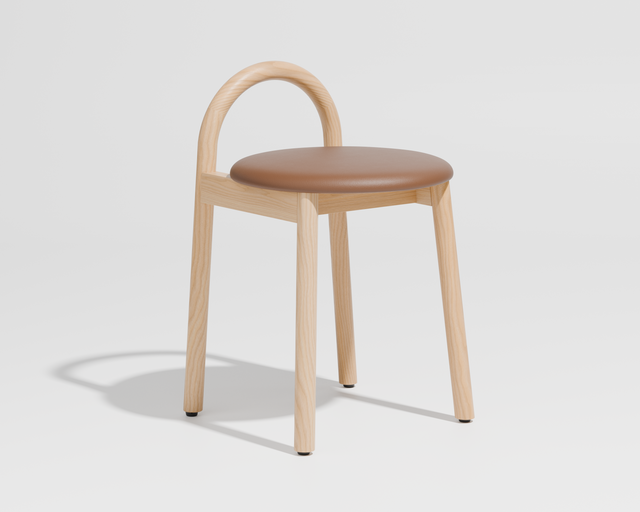 Bobby Timber Low Stool with Seat Pad | Design By Them | Knoll Prairie 027 / Ash