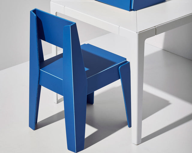 Blue Butter Chair and Stool | 80% Recycled Plastic Indoor Outdoor Furniture | Nicholas Karlovasitis & Sarah Gibson | DesignByThem