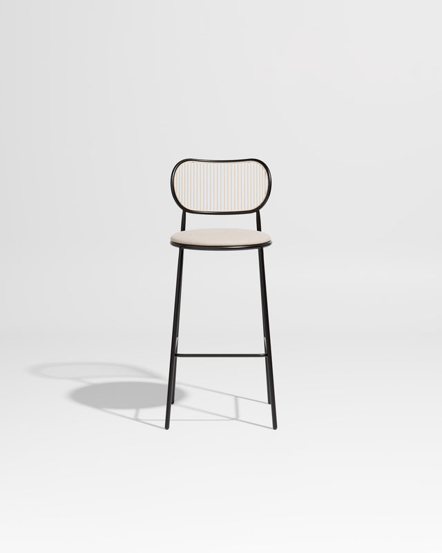 Piper Bar Chair Upholstered | Gibson Karlo | DesignByThem ** Black Beige / Maharam Merit - 030 (Indoor Only)