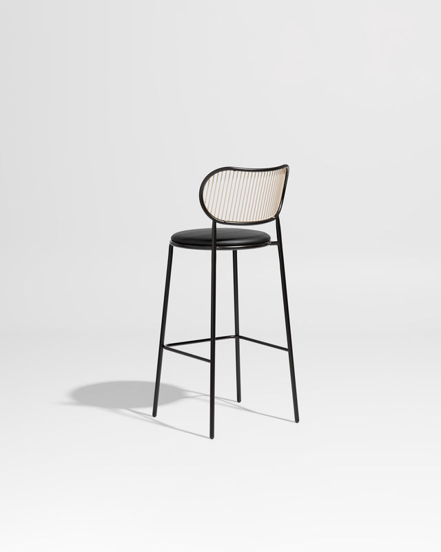 Piper Bar Chair Upholstered | Gibson Karlo | DesignByThem ** Black Beige / Knoll Prairie - 018 (Outdoor Suitable)