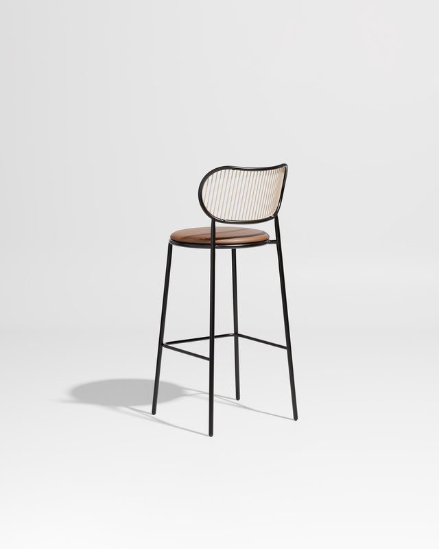 Piper Bar Chair Upholstered | Gibson Karlo | DesignByThem ** Black Beige / Knoll Prairie - 027 (Outdoor Suitable)