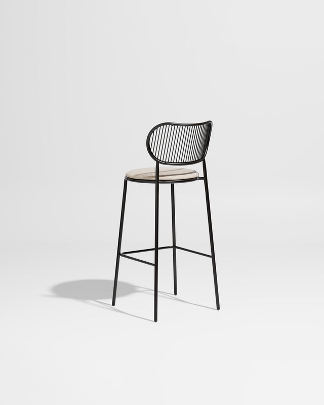 Piper Bar Chair Upholstered | Gibson Karlo | DesignByThem ** Black Black / Maharam Merit - 030 (Indoor Only)
