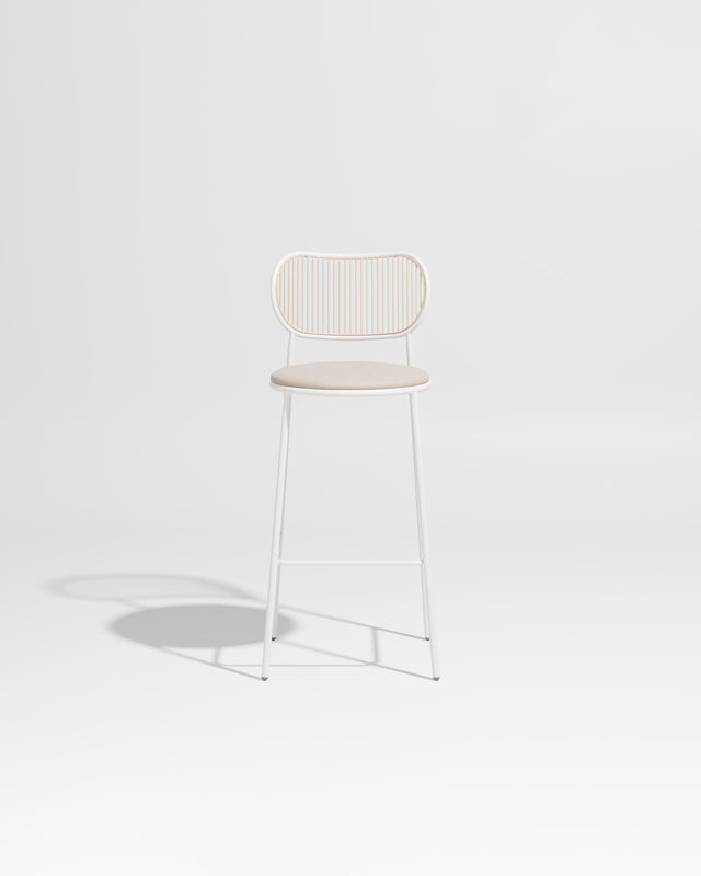Piper Bar Chair Upholstered | Gibson Karlo | DesignByThem ** White Beige / Maharam Merit - 030 (Indoor Only)
