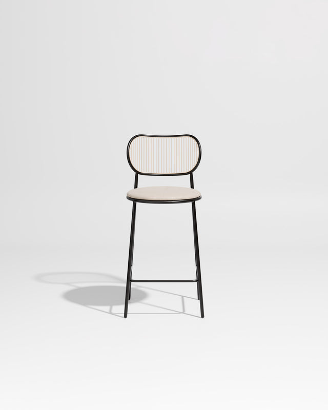 Piper Counter Chair | Gibson Karlo | Stainless Steel | DesignByThem ** Black-Beige / Maharam Merit - 030 (Indoor Only)