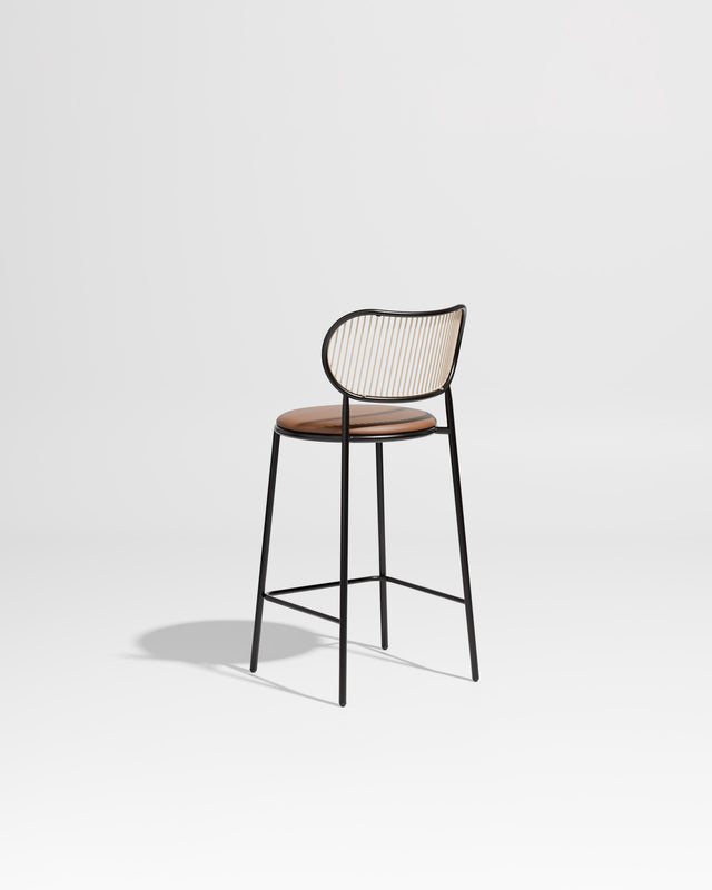 Piper Counter Chair | Gibson Karlo | Stainless Steel | DesignByThem ** Black-Beige / Knoll Prairie - 027 (Outdoor Suitable)