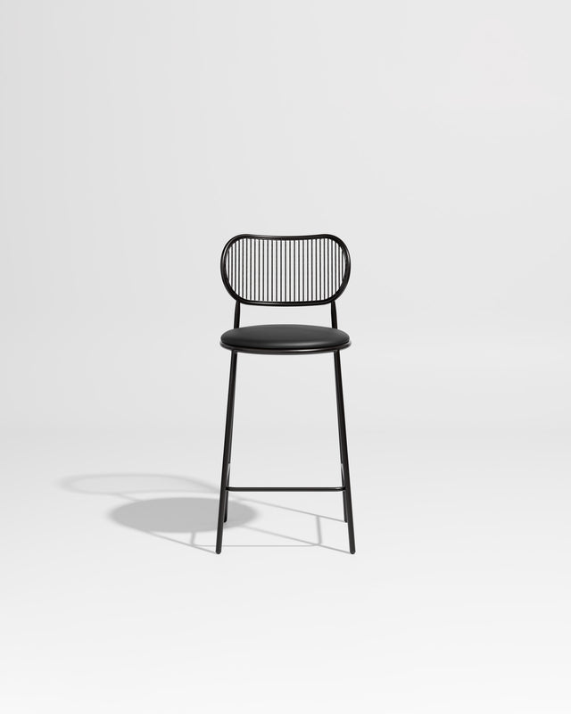 Piper Counter Chair | Gibson Karlo | Stainless Steel | DesignByThem ** Black-Black / Knoll Prairie - 018 (Outdoor Suitable)