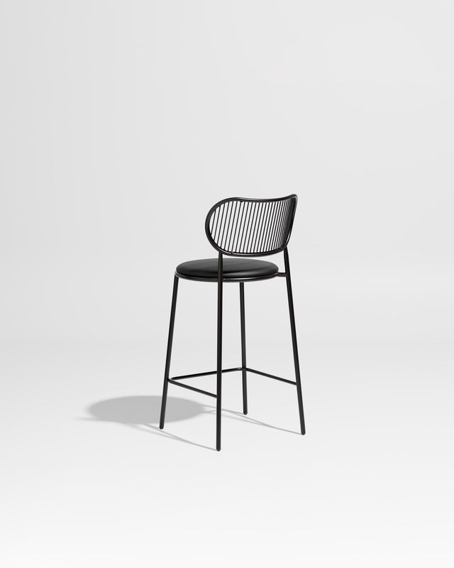 Piper Counter Chair | Gibson Karlo | Stainless Steel | DesignByThem ** Black-Black / Knoll Prairie - 018 (Outdoor Suitable)