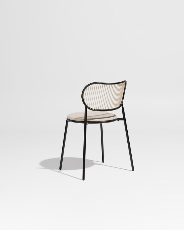 Piper Chair | Gibson Karlo | Dining Stainless Steel | DesignByThem ** Black-Beige / Maharam Merit - 0030 (Indoor Only)
