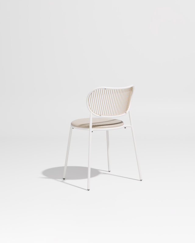 Piper Chair | Gibson Karlo | Dining Stainless Steel | DesignByThem ** White-Beige / Maharam Merit - 0030 (Indoor Only)