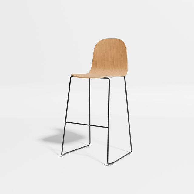 Potato Bar Chair - Sled Base | Bar Stools | Designed by Gibson Karlo | Design By Them ** Black Base/Oak