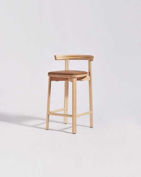 Twill Bar Chair Natural Ash Timber Uphostered Seat | Gibson Karlo | DesignByThem ** HF2 Lariat - 001 Camel or HL1 Primary - Saddle / Oak
